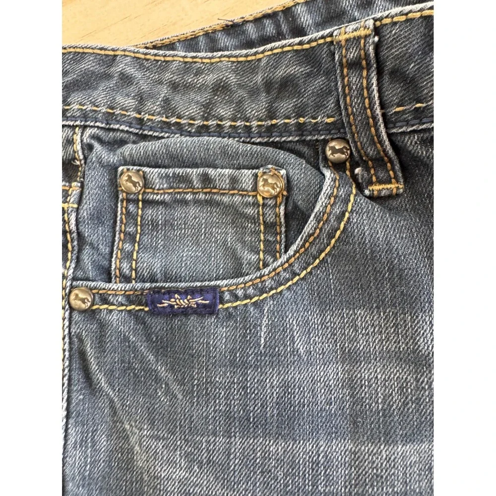 Cowgirl Up Bootcut Womens Jeans 2/27x34 Blue Denim  Leg Flap Pocket  Ranch Rodeo